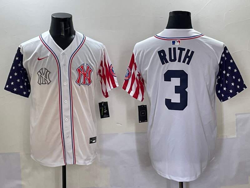 Men 2025  MLB New York Yankees #3 Ruth white jersey style 21->new york yankees->MLB Jersey